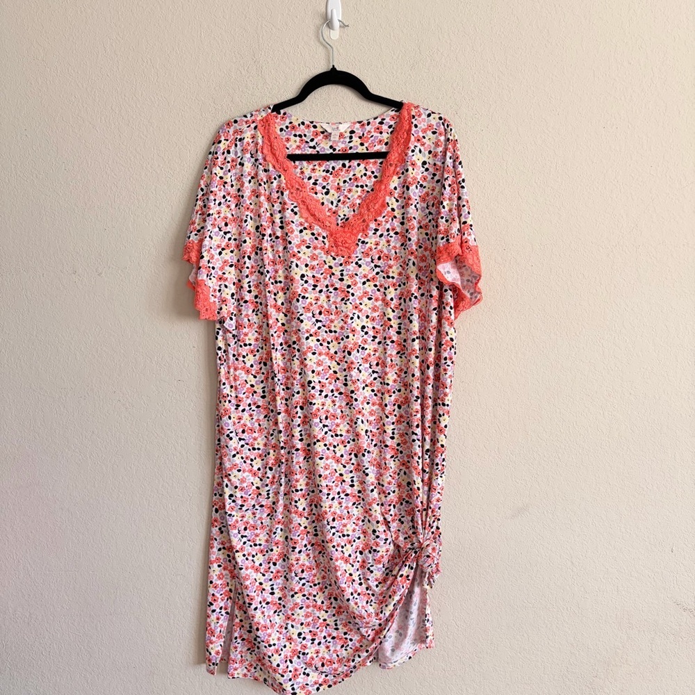 Secret Treasures womans Multicolor Floral lace nightgown pajamas 2X dress